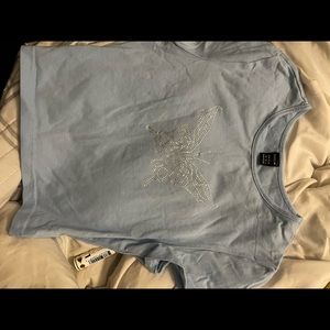 baby blue butterfly rhinestone baby tee